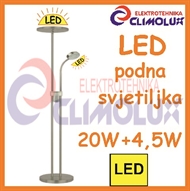 LED podna svjetiljka 20W+4,5W metalna, krom-mat